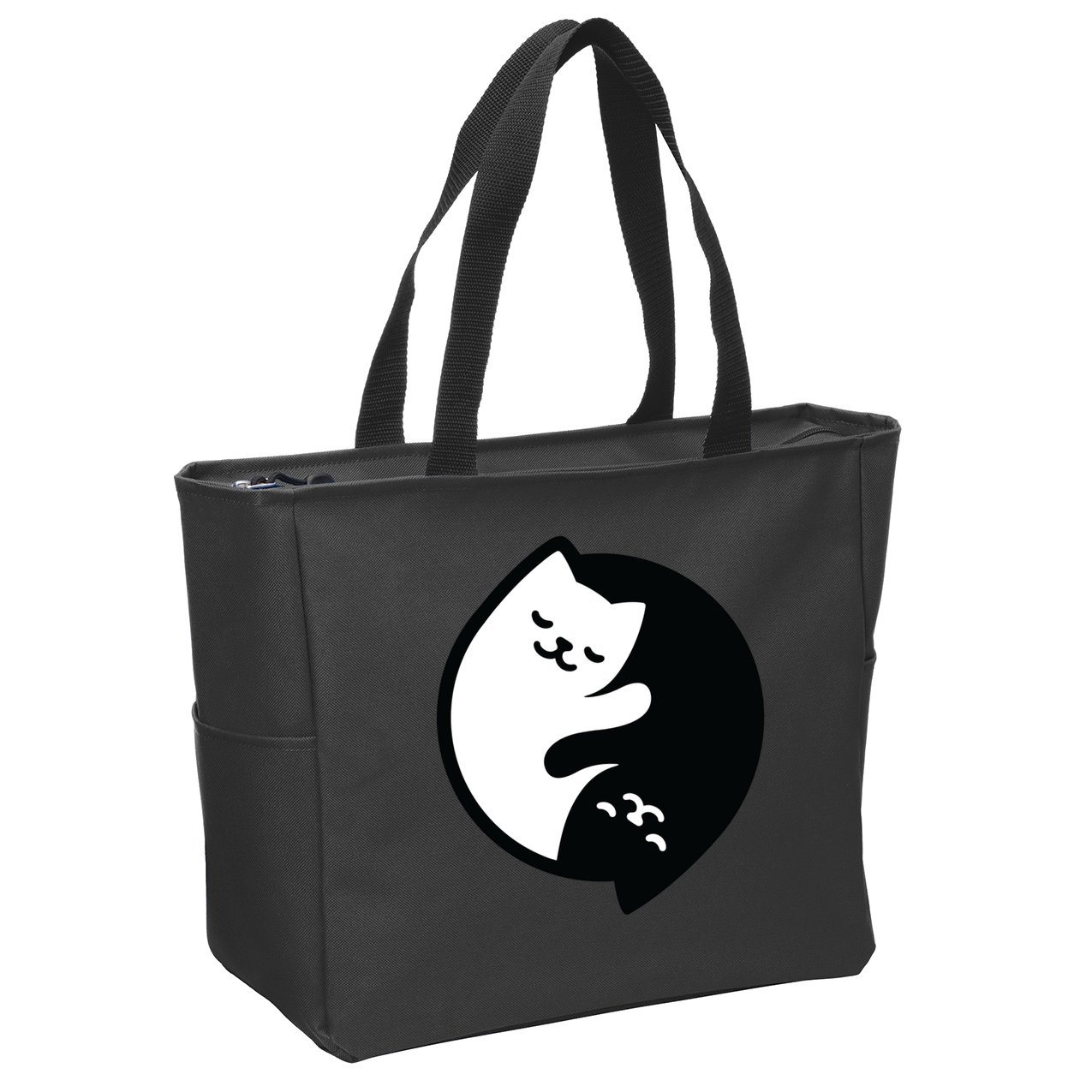 Cat Yin And Yang Cute Zip Tote Bag