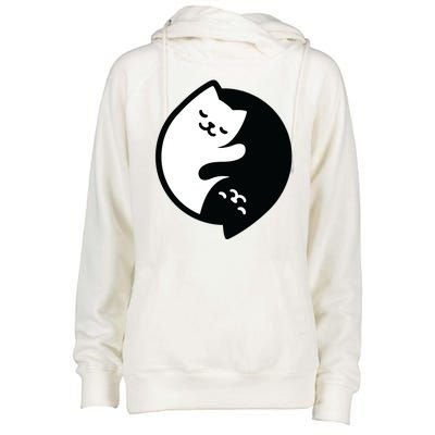 Cat Yin And Yang Cute Womens Funnel Neck Pullover Hood