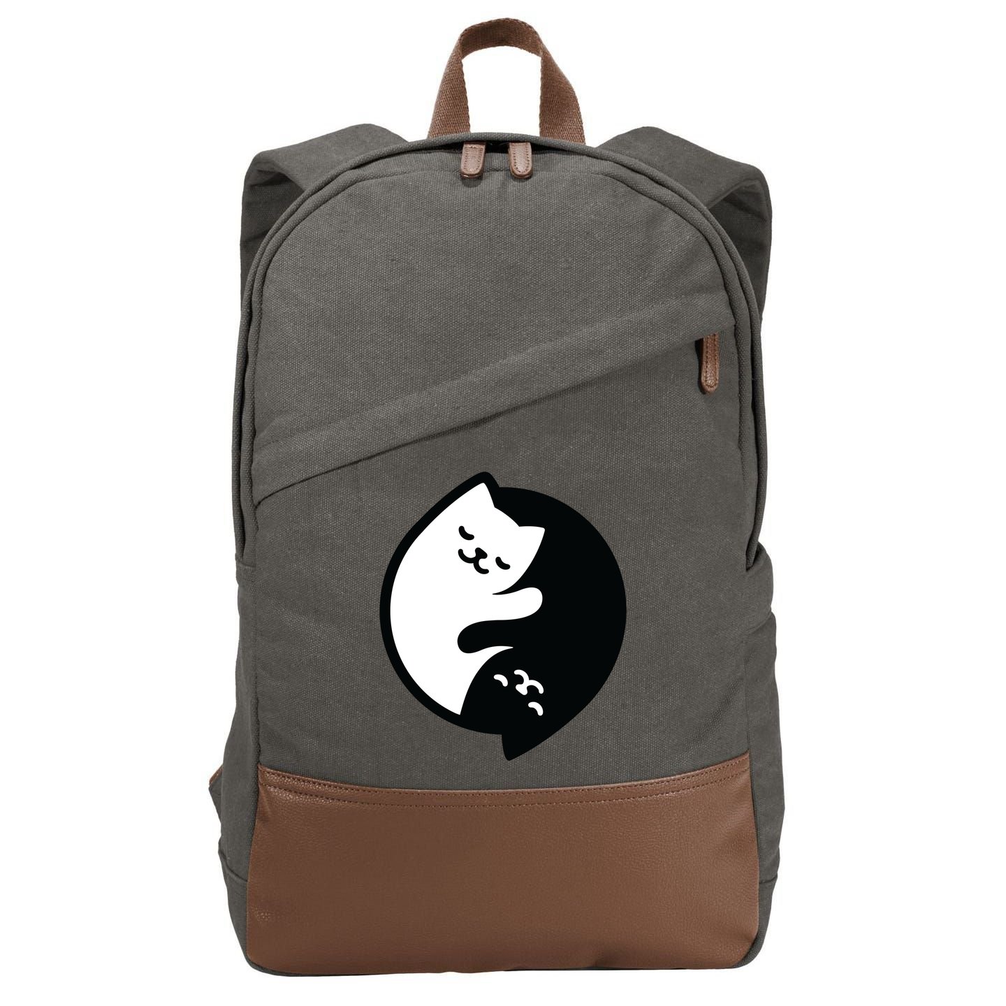 Cat Yin And Yang Cute Cotton Canvas Backpack