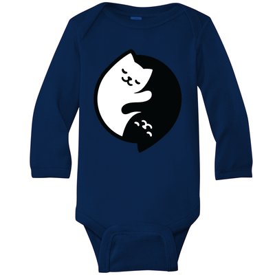 Cat Yin And Yang Cute Baby Long Sleeve Bodysuit