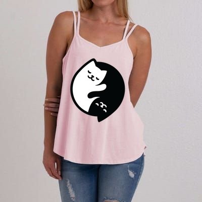 Cat Yin And Yang Cute Women's Strappy Tank