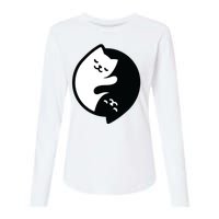 Cat Yin And Yang Cute Womens Cotton Relaxed Long Sleeve T-Shirt