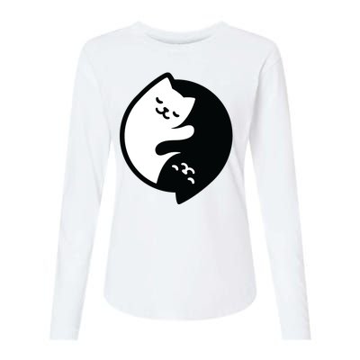 Cat Yin And Yang Cute Womens Cotton Relaxed Long Sleeve T-Shirt