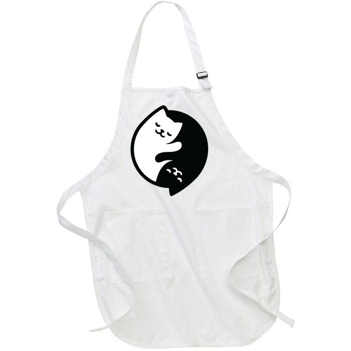 Cat Yin And Yang Cute Full-Length Apron With Pockets