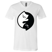 Cat Yin And Yang Cute V-Neck T-Shirt