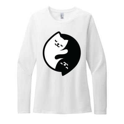 Cat Yin And Yang Cute Womens CVC Long Sleeve Shirt