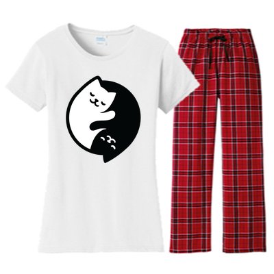 Cat Yin And Yang Cute Women's Flannel Pajama Set