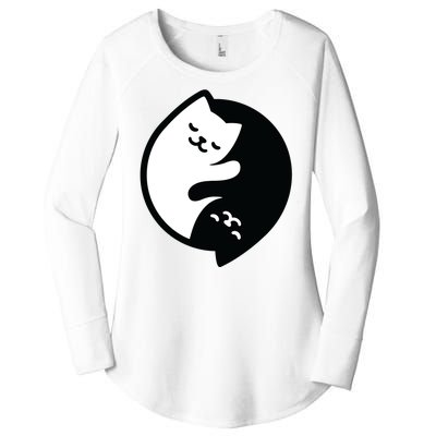 Cat Yin And Yang Cute Women's Perfect Tri Tunic Long Sleeve Shirt