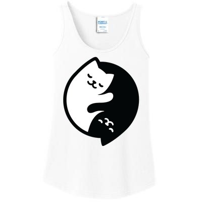 Cat Yin And Yang Cute Ladies Essential Tank