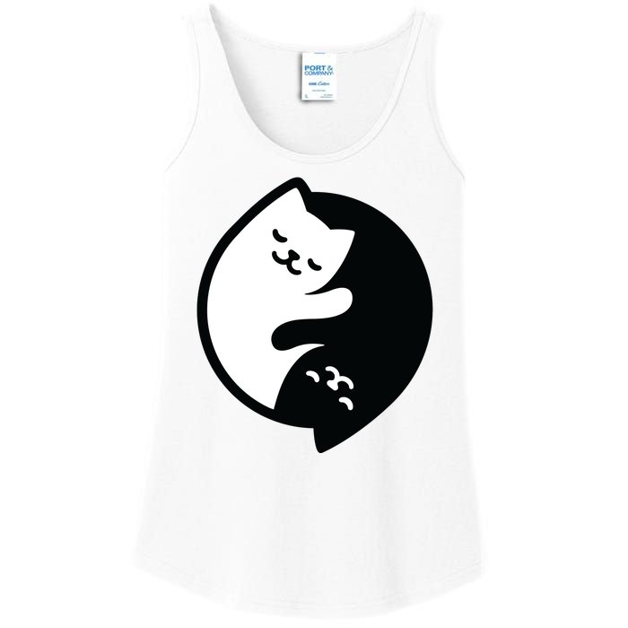 Cat Yin And Yang Cute Ladies Essential Tank