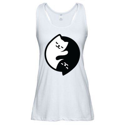 Cat Yin And Yang Cute Ladies Essential Flowy Tank