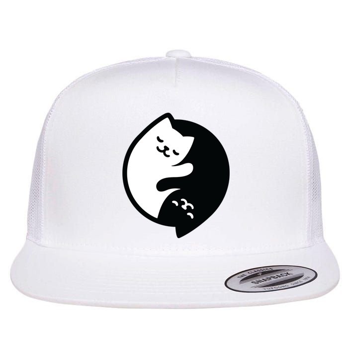 Cat Yin And Yang Cute Flat Bill Trucker Hat