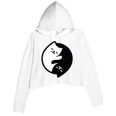 Cat Yin And Yang Cute Crop Fleece Hoodie