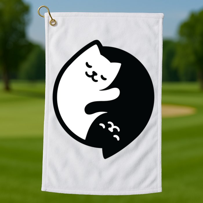 Cat Yin And Yang Cute Golf Towel