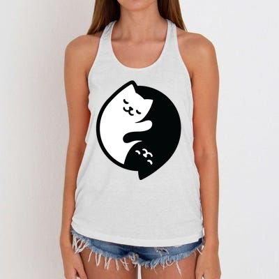 Cat Yin And Yang Cute Women's Knotted Racerback Tank