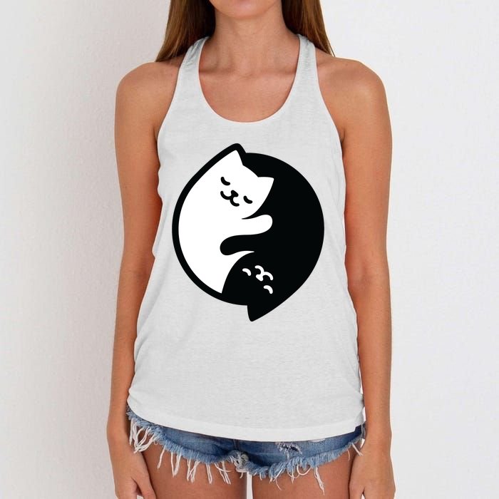 Cat Yin And Yang Cute Women's Knotted Racerback Tank