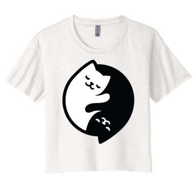 Cat Yin And Yang Cute Women's Crop Top Tee