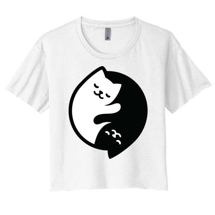 Cat Yin And Yang Cute Women's Crop Top Tee