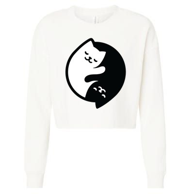 Cat Yin And Yang Cute Cropped Pullover Crew