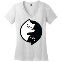 Cat Yin And Yang Cute Women's V-Neck T-Shirt