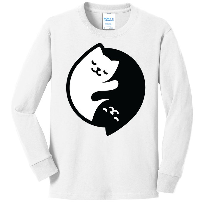 Cat Yin And Yang Cute Kids Long Sleeve Shirt