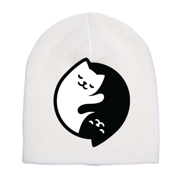 Cat Yin And Yang Cute Short Acrylic Beanie