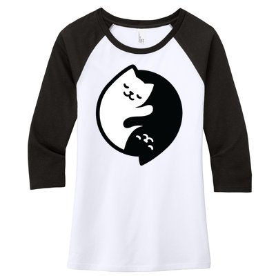 Cat Yin And Yang Cute Women's Tri-Blend 3/4-Sleeve Raglan Shirt