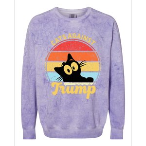 Cats Against Trump Funny Anti Trump 2020 Election Funny Cat Colorblast Crewneck Sweatshirt