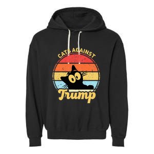 Cats Against Trump Funny Anti Trump 2020 Election Funny Cat Garment-Dyed Fleece Hoodie