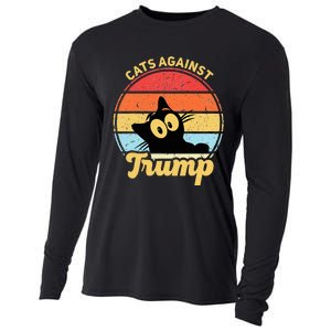 Cats Against Trump Funny Anti Trump 2020 Election Funny Cat Cooling Performance Long Sleeve Crew