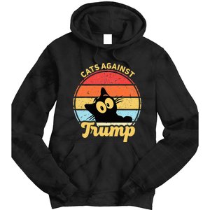 Cats Against Trump Funny Anti Trump 2020 Election Funny Cat Tie Dye Hoodie