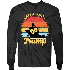 Cats Against Trump Funny Anti Trump 2020 Election Funny Cat Tie-Dye Long Sleeve Shirt