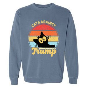 Cats Against Trump Funny Anti Trump 2020 Election Funny Cat Garment-Dyed Sweatshirt