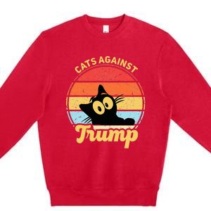 Cats Against Trump Funny Anti Trump 2020 Election Funny Cat Premium Crewneck Sweatshirt