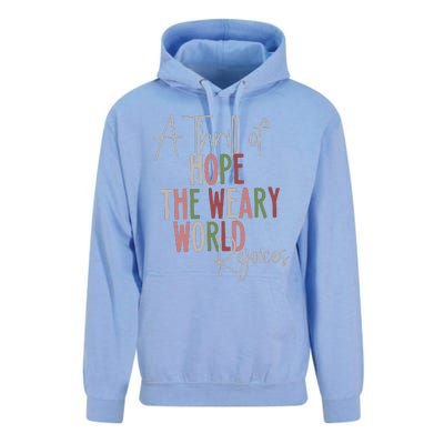 Christmas A Thrill Of Hope The Weary World Rejoices Xmas Unisex Surf Hoodie