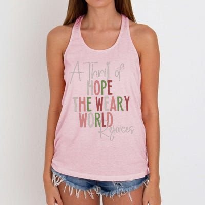 Christmas A Thrill Of Hope The Weary World Rejoices Xmas Women's Knotted Racerback Tank