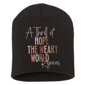 Christmas A Thrill Of Hope The Weary World Rejoices Xmas Short Acrylic Beanie