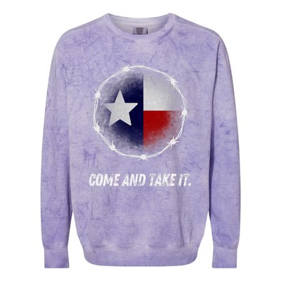 Come And Take It Texas Flag Barbed Wire Patriotic Usa Colorblast Crewneck Sweatshirt