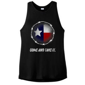 Come And Take It Texas Flag Barbed Wire Patriotic Usa Ladies PosiCharge Tri-Blend Wicking Tank