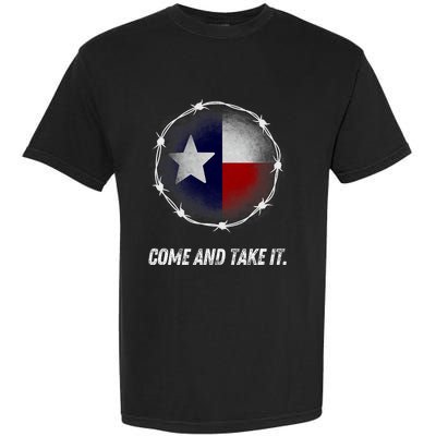 Come And Take It Texas Flag Barbed Wire Patriotic Usa Garment-Dyed Heavyweight T-Shirt