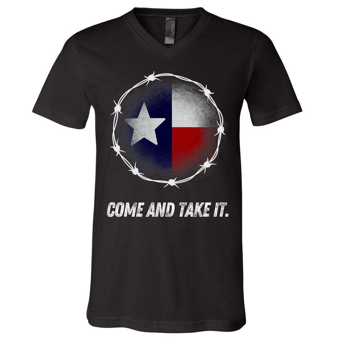 Come And Take It Texas Flag Barbed Wire Patriotic Usa V-Neck T-Shirt