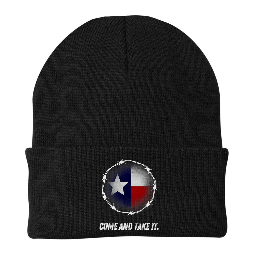 Come And Take It Texas Flag Barbed Wire Patriotic Usa Beanie