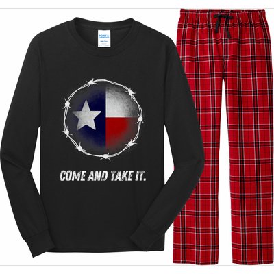 Come And Take It Texas Flag Barbed Wire Patriotic Usa Long Sleeve Pajama Set