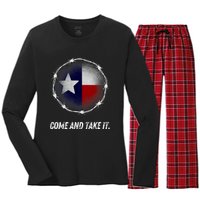 Come And Take It Texas Flag Barbed Wire Patriotic Usa Women's Long Sleeve Flannel Pajama Set 