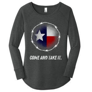 Come And Take It Texas Flag Barbed Wire Patriotic Usa Women's Perfect Tri Tunic Long Sleeve Shirt