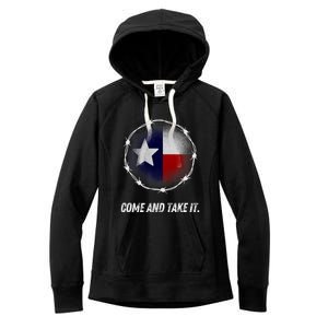 Come And Take It Texas Flag Barbed Wire Patriotic Usa Women's Fleece Hoodie