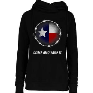 Come And Take It Texas Flag Barbed Wire Patriotic Usa Womens Funnel Neck Pullover Hood