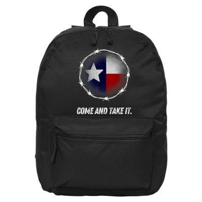 Come And Take It Texas Flag Barbed Wire Patriotic Usa 16 in Basic Backpack