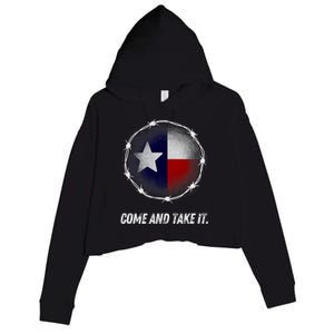 Come And Take It Texas Flag Barbed Wire Patriotic Usa Crop Fleece Hoodie