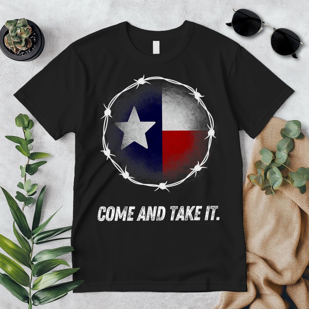 Come And Take It Texas Flag Barbed Wire Patriotic Usa Premium T-Shirt